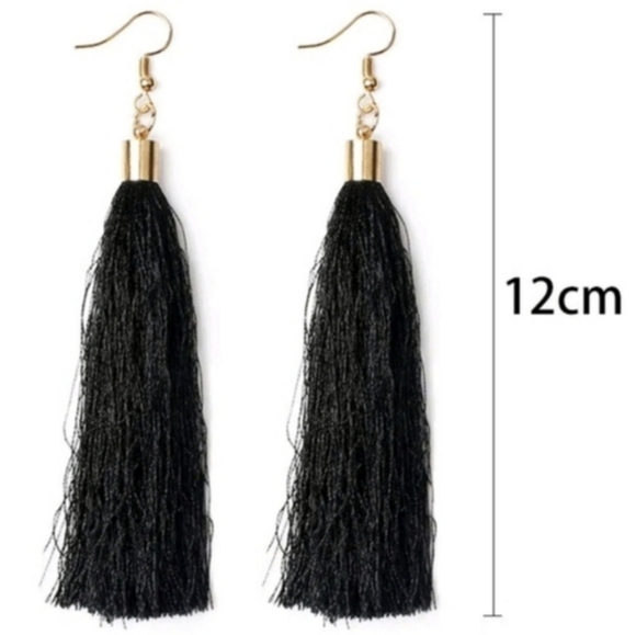 🖤 Black Tassel Earrings - Picture 2 of 2